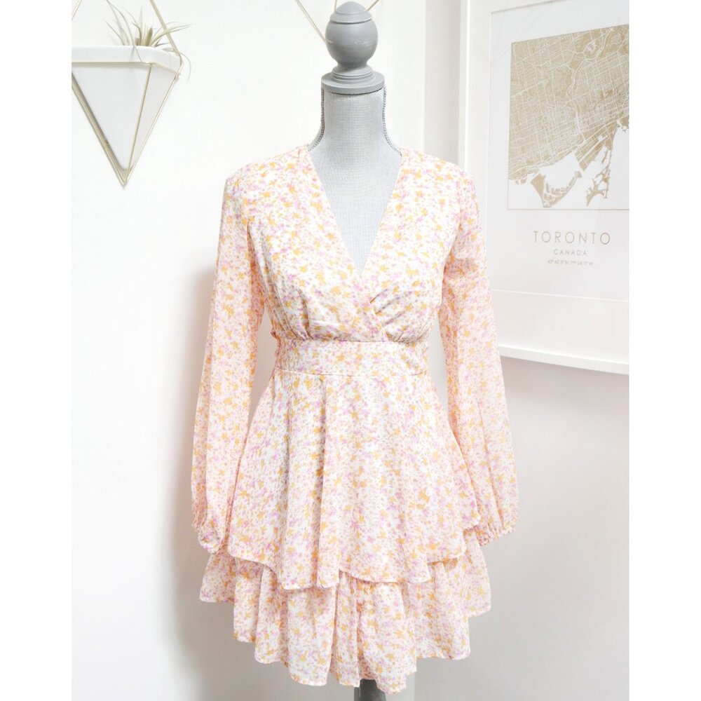 JAPNA Light Orange & Lavender Purple Floral Dress